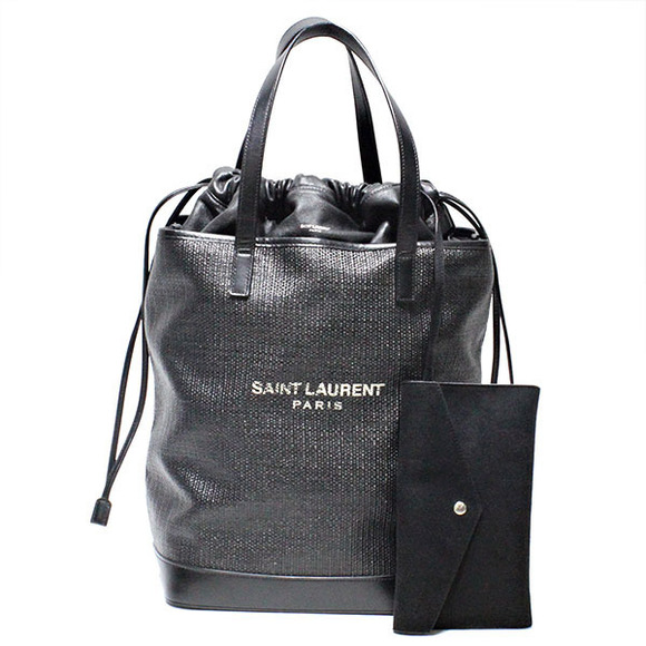 Saint Laurent Leather Teddy Unisex Tote Bag Noir - Picture 1 of 10